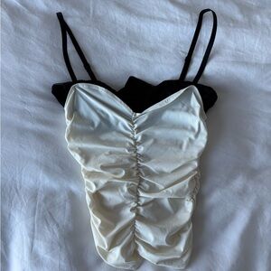 Ruched Black and White Camisole
